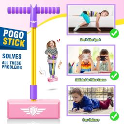 CRIYALE Kids Pogo Jumper Fun and Safe Pogo Stick for Toddlers, Durable Foam Bungee Jumping Stick Makes Squeaky Sounds Improves Balance, Bouncing Toy for Ages 3 and up Holds up to 250lbs - Multicolor image 4