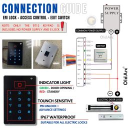OldArc BT12 Wifi Door Access Control | Mobile App access control | Electric Door Lock Controller with Tuya App, PIN,Touch Keypad, RFID Card | door Lock app for Home Office | 12vDC Entry Gate Keypad image 4