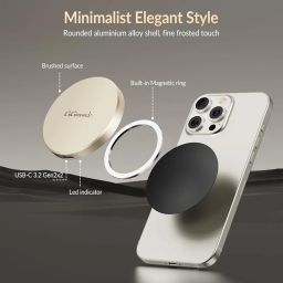 GiGimundo GQ20 Ultra-Slim Magnetic Portable SSD 512GB - Max 20Gbps High-Speed, Compact Stylish USB-C External Drive for Windows, Mac, Android - Round Design, Fast File Transfer image 3