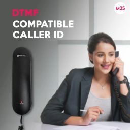 Beetel Newly launched M25 Ultra Compact Caller ID Slim Line Landline,Numeric Display, Desk/Wall Mounted,12 Digit LCD,FSK/DTMF Compatible,Ringer Volume Control,LED Indication (Black M25) image 1
