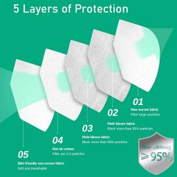 Daluci Anti Pollution N95 Reusable Unisex Non Woven fabric Face Mask, Ear Loop Style (Pack of 10) Protective Fold Flat Mask With 5 Layered Filtration, Without Valve image 5