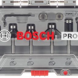 Bosch Professional 6 Pcs Router Bit Set With Trim & Edging Bits, 1/4"Mm Shank Bits, Suitable For Gkf 550 Plam Router image 1