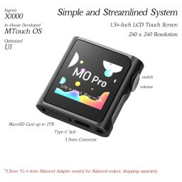 SHANLING M0 Pro Hi-Res MP3 Music Player with Bluetooth，Digital Audio Player Portable Audio Player DAP Player，1.54” HD Touch Screen up to 15 Hour Battery USB Type-C dongle 3.5mm Jacks (Black) image 3