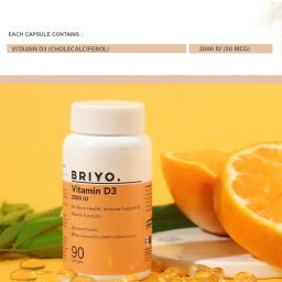 Briyo Vitamin D3 2000 IU - 90 Softgels - For Bone Health, Muscle Function and Immune Support Healthy Bone Function Strong Muscles Boost Immune System for Men/Women image 4