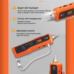 amiciTools XQ-350 Wire Tracker, Cable Break Point Tester for Network Cable (RJ45), Ethernet LAN, Telephone Line (RJ11) with 2X 9V Batteries, Orange image 5