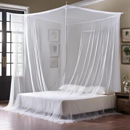 RMD Central Mosquito Net for Double Bed | Foldable Net for Bed for Mosquito Protection | White | Breathable Sleeping Polycotton Machardani Net for Bed King Size with LxWxH 6 X 6 X 5 Feet Frame image 5