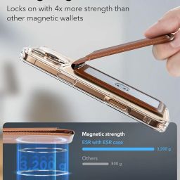 ESR Magnetic Wallet, Compatible with MagSafe Wallet, for iPhone Card Case with Adjustable Stand, for iPhone 16/15/14/13/12 Series, Not for iPhone 13/12 Mini, 3 Card Holder, Vegan Leather,Brown image 2