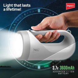 Impex Rechargeable LED Flashlight with Brightness Control Feature | Torch Light | 3600 mAh Battery | 6 Months Warranty | Lumin A4 image 2