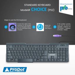 ProDot PS/2 Wired Keyboard Mouse Set I Plug & Play I High Resolution 1000 DPI I 10M Keystrokes I Spill Resistant I Ergonomic Design I 1.2m Cable I Works with Windows, iOS, Linux I 1 Year Warranty image 1