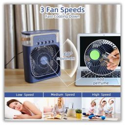Drumstone 𝟏𝟓 𝐘𝐞𝐚𝐫𝐬 𝐖𝐚𝐫𝐫𝐚𝐧𝐭𝐲 Mini Air Cooler, Portable Air Conditioner Fan with 3 Wind Speeds & Spray Modes, Personal Desk Cooler, Adjustable Timer, LED Light 𝐁𝐥𝐮𝐞 image 3