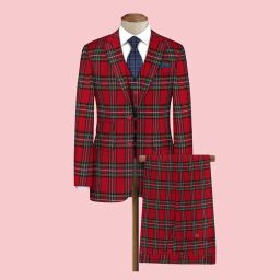 Ruby Fabrics Linings Unstitched Blazer Yarn Dyed Red Check Fabric (2.6 Meter for 2 Piece Suit), Checkered image 5