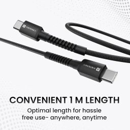 Portronics Konnect X 60W Type C to Type C Unbreakable Nylon Braided Cable, 1M Fast Charging Cable for iPhone 15 series, iPad, Samsung Galaxy & other Type C Devices(Black) image 5