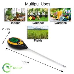 RCSP Soil Tester 4 in 1 Digital PH Meter | Moisture Gardening and Agriculture Water Soil Testing Machine with Sensor Probe | LCD Large Display for Sunlight Temperature (Digital Soil TESTOR) image 3