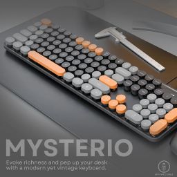 Dr Luxur Mysterio Wired Typewriter Style Keyboard and Mouse Combo, 104 Keys, 2.4 GHz, Colourful Round Keycaps, for Windows, Mac, PC, Laptop, Desktop (Black) image 5