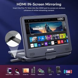GOnavidio 15.6 inch Portable Blu Ray Player with 13.3 inch Display 1080P, Rechargeable Battery Support HDMI Input and HDMI Output, Sync Display, image 1
