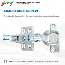 Godrej Cabinet Hinges| Slip-on Soft Closing Concealed Hinges for Cabinet Doors, Smooth-Operating Hinges with 2 Holes for Full Overlay Doors & Window | 1 Year Warranty image 4