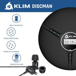 KLIM Discman Portable CD Player with a Built-in Battery - New 2023 - Ideal Car CD Player with Earphones - Compatible CD-R CD-RW MP3 Compact Mini CD Players Personal CD Walkman - Black image 2
