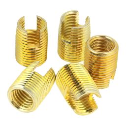 50Pcs Brass Tone Self Tapping Thread Slotted Inserts Combination Set,Repair Thread Tool image 5