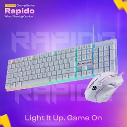 LAPCARE RAPIDO Wired Gaming Keyboard and Mouse Combo with RGB Lighting, Membrane Keys, 8 Million Clicks, Optically Precise Tracking, USB Interface, Ergonomic Design for PC Gaming image 1