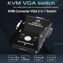 1Goal 2 Port KVM Switch KVM Switch 2 Ports Share 2 Computers CPU with One Monitor 2x1 USB KVM Metal Switch Support UHD 4K@30Hz Support Wire Keyboard and Mouse image 4