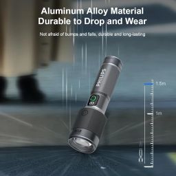 PHILIPS 4500mAh LED Torch Light, 2000LM Flashlight with Telescopic Zoomable, 680M Coverage, 60W High Power Rechargeable Handheld Flash Light for Indoor, Camping, Exploration, Emergency Lighting image 5