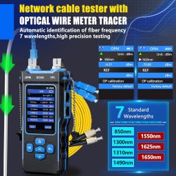 NOYAFA Nf-8508 Network Cable Tester With 7 Wavelength Optical Power Meter Vfl,Rj11 Rj45/Poe Tester/Cat5 Cat6/Ncv With 10Mw Visual Fault Locator,Network Tool With Lithium Battery,Blue image 2