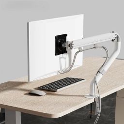 SYGA Adjustable Monitor Arm Stand for 17- to 32-Inch Flat Screen Monitors, Telescopic Cooling Desktop Computer Monitor Stand, White image 1