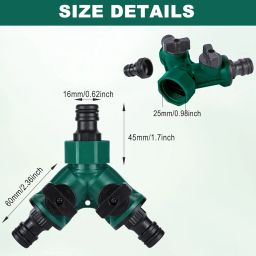 Tap Splitter 2 Way for Garden Irrigation, Multi Tap Connector for Water Pipe, Two Way Valve for Water Supply, Leak-Proof Garden Hose Connector， ABS 3 Way Valve with Separate Switch image 1
