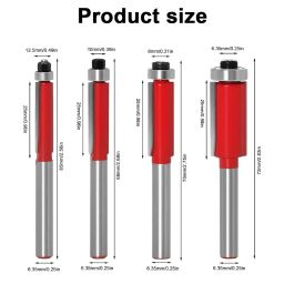 Serplex® 4Pcs Flush Trim Router Bit Set, Professional 1/4 Inch Shank Top Bearing Hard Alloy Flush Trim Cut Router Bit Professional Top Bearing Alloy Cutter for Woodworking, Embedding, Edging, Milling image 1