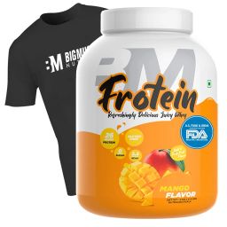 Bigmuscles Nutrition Frotein 26g Refreshing Mango Flavored Hydrolysed Whey Protein Isolate[59 Servings, 2 kg] & Real BCAA [50 Servings, Lemony] -100% Micronized Vegan image 1