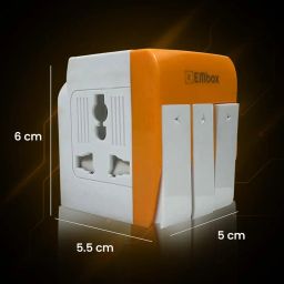 EMBOX 3 Pin Multi Plug Adapter with Individual Switch 3 Pin Plug Socket Safety Shutter Spike Buster Fuse Protected Adapter 3 Way Plug Extension for Home Office Travel-5A-250V, Pack of 1 Orange image 4