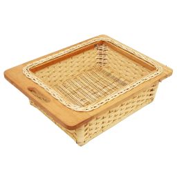 AKWAY Wicker Basket For Modular Kitchen | Rectangular Shape Pull Out Basket For Onion, Potato (16.5 W X 20 L X 8H, Beige)(Beechwood) image 4