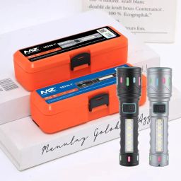 MZ M036C (Rechargeable LED Metal Torch) Zoomable with 5 Modes Flashlight, Super Bright 80W LED Light with 1200mAh Battery image 3