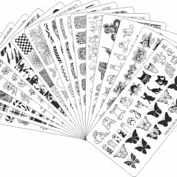 Nail Art Stamping Design Kit Rectangular Steel Design Plates and Silicone Stamper & Scraper Combo (2 Plates & 1 Stamper) image 4