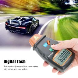 Handheld Digital Tachometer set with Blue Bag, NonContact Digital LCD Photo Tachometer,Motor speed Gauge Rotational Record Tester,Mini RPM Tester Meter for motor,wheels,lathe,electrical fan image 1