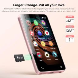 160GB MP3 Player with Bluetooth and WiFi, innioasis Music Player with Spotify,Pandora,Amazon Music,4" Touch Screen Android MP4 MP3 Player for Kids with Libby,Audible,Spotify Kids (White+ Pink) image 4