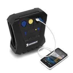 MICHELIN 12266 High Power Rapid Tyre Inflator with Pre-Set, USB Mobile Charging, 12V DC socket, LED Lights, and large back lit display image 3