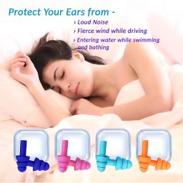 Kalpdev Soft Silicone Noise Reduction Ear Plugs for Sleeping, Meditation, Swimming. Reusable Earmuffs for Travel and Flight (Pack of 5 Pairs) Assorted image 3