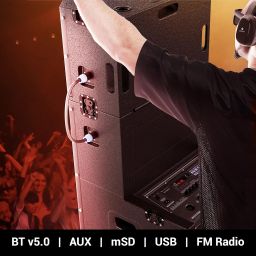 ZEBRONICS Mytho Plus Trolley Party DJ Speaker, 660 Watts, Supports Bluetooth, USB, mSD, AUX, Dual UHF Wireless MIC, Karaoke & Recording Function, Detachable Satellite image 3