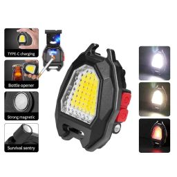 Jalwo Keychain LED Flashlights with Rechargeable Flashlights Torch & 7 Modes & Lighter as Bottle Opener, Magnet Base 800 Lumens Portable Emergency Light and Signal Light image 1