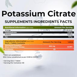 HEALTH VEDA ORGANICS PRIVATE LIMITED Potassium Citrate,800 MgI60 Veg TabletsISupport Nerve,Muscle,Joint&Bone HealthIHelps Manage Electrolytes|For Both Men&Women image 2