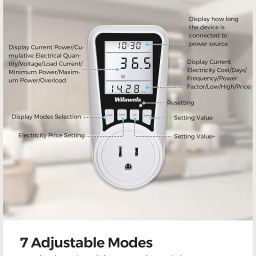 WILAWELS W02WM05 Watt Meter, Power Meter, Automatic Cost Calculator with Backlight, Kw Watts, Electricity Usage Monitor, Energy Consumption, Kills a image 5