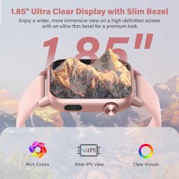 kececo Smart Watch, 1.85" HD Display, 3D Dynamic Dial, 60Hz High Refresh, Bluetooth Calling, LED Flashlight, 100+ Sports Modes (Pink) image 3