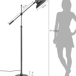 Divine Trends Black Modern Reading Floor Lamp Task Standing - Adjustable Height & Moveable Pack Of 1 - Metal, Led image 5