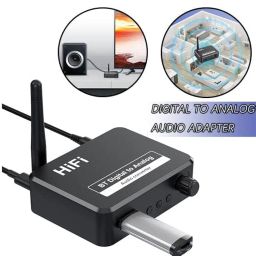 Microware Bluetooth 5.1 Digital Audio Receiver, DAC, Digital to Analog Converter 3.5mm Aux RCA L/R U-Disk High Fidelity Optical Stereo 2 in1 Wireless Adadper image 2