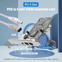 PCIe Firewire 400 Card,IEEE 1394a PCI Express 4 Ports PCIe Card (3 X 6 Pin and 1 X 4 Pin),Firewire 400 Adapter for Windows 7/8/10/11/Mac Os/Xp/2000/2003/ Vista/Dos,Linux(PCIE-IEEE 1394A) image 1