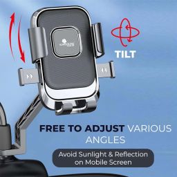 Kratos Moto-B2 Mobile Holder for Bikes with One Click Locking, Mirror Fitting Style, Anti-Shake-Firm Grip, 360° Rotation, Mobile Holder for Scooty, Activa, Jupiter, Electric Scooters & Bikes image 2