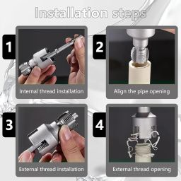 UpToDateTools Integrated Internal & External Pipe Threading Tool, Pipe Thread Cutting Tool, Electric Drill Compatible PVC Pipe Threader Kit, for Plastic PPR Pipe 3/4" image 3