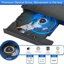 VOOCME DVD Drive USB 3.0 Type-C CD Burner Portable CD +/-RW Drive DVD Player for ROM Rewriter Burner Compatible with Laptop Desktop PC Windows MakBook Li-nux Mak OS image 3