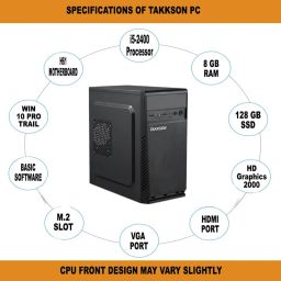 TAKKSON Computer CPU Ti58128 Desktop PC (Core i5-2400 | 8 GB RAM | 128 GB SSD | HD Graphics 2000 | HDMI | VGA | Ethernet | Operating System Win-10) Basic Software Installed (Black) image 1